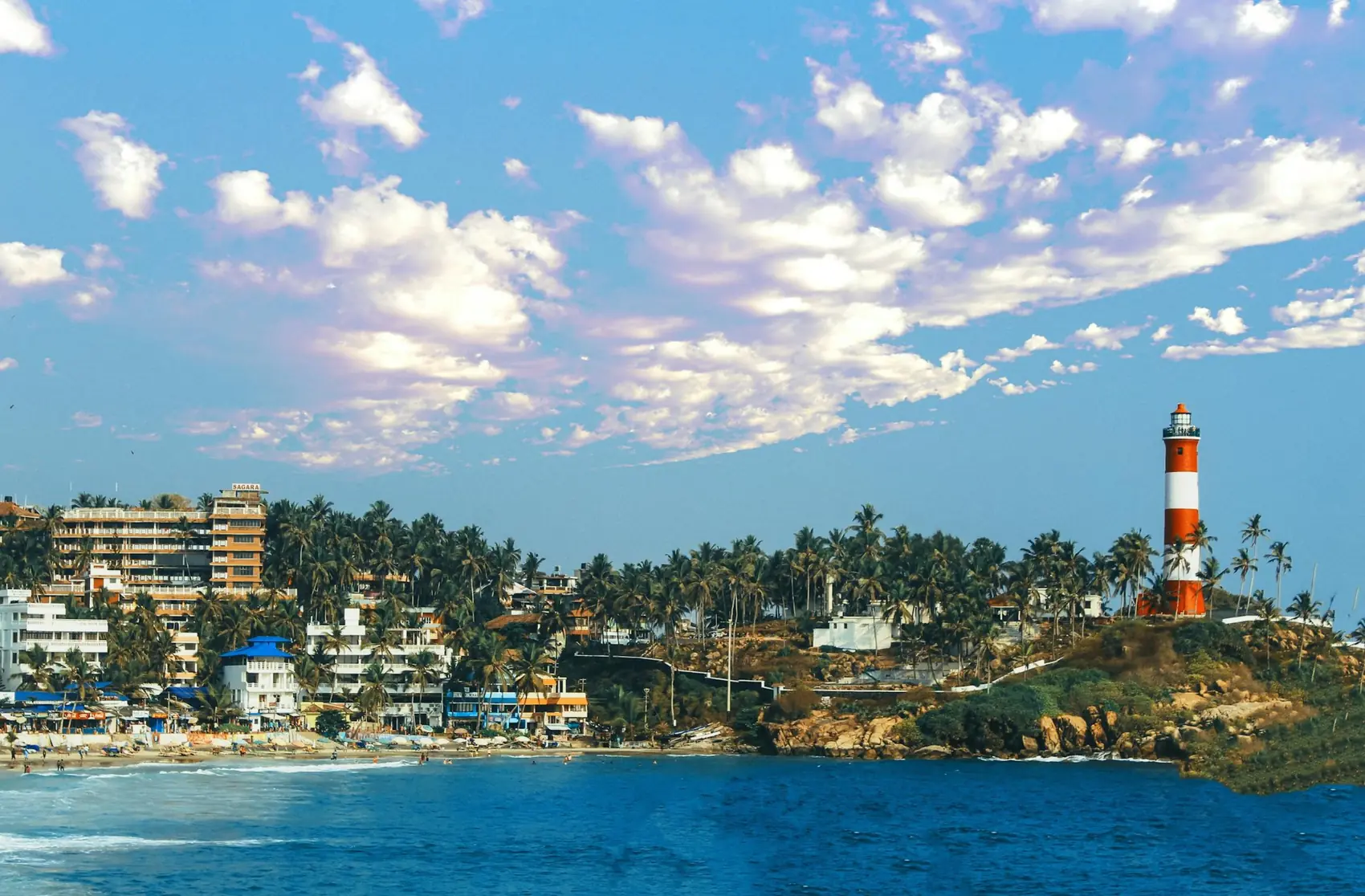Kovalam lighthouse above the beach, Kerala